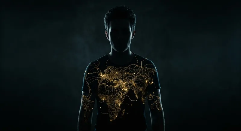 Human silhouette with golden network pattern across torso symbolizing fear-based psychosomatic patterns